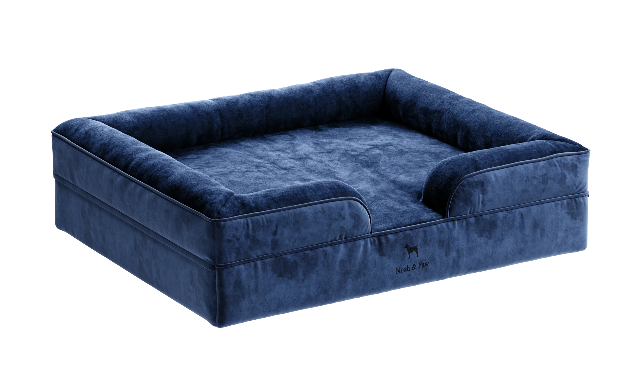 Velvet, Orthopedic Pet Bed, Sofa Style - Navy Blue - XXL