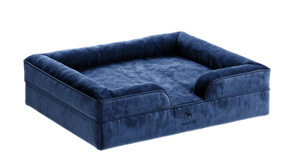 Velvet, Orthopedic Pet Bed, Sofa Style - Navy Blue - XXL