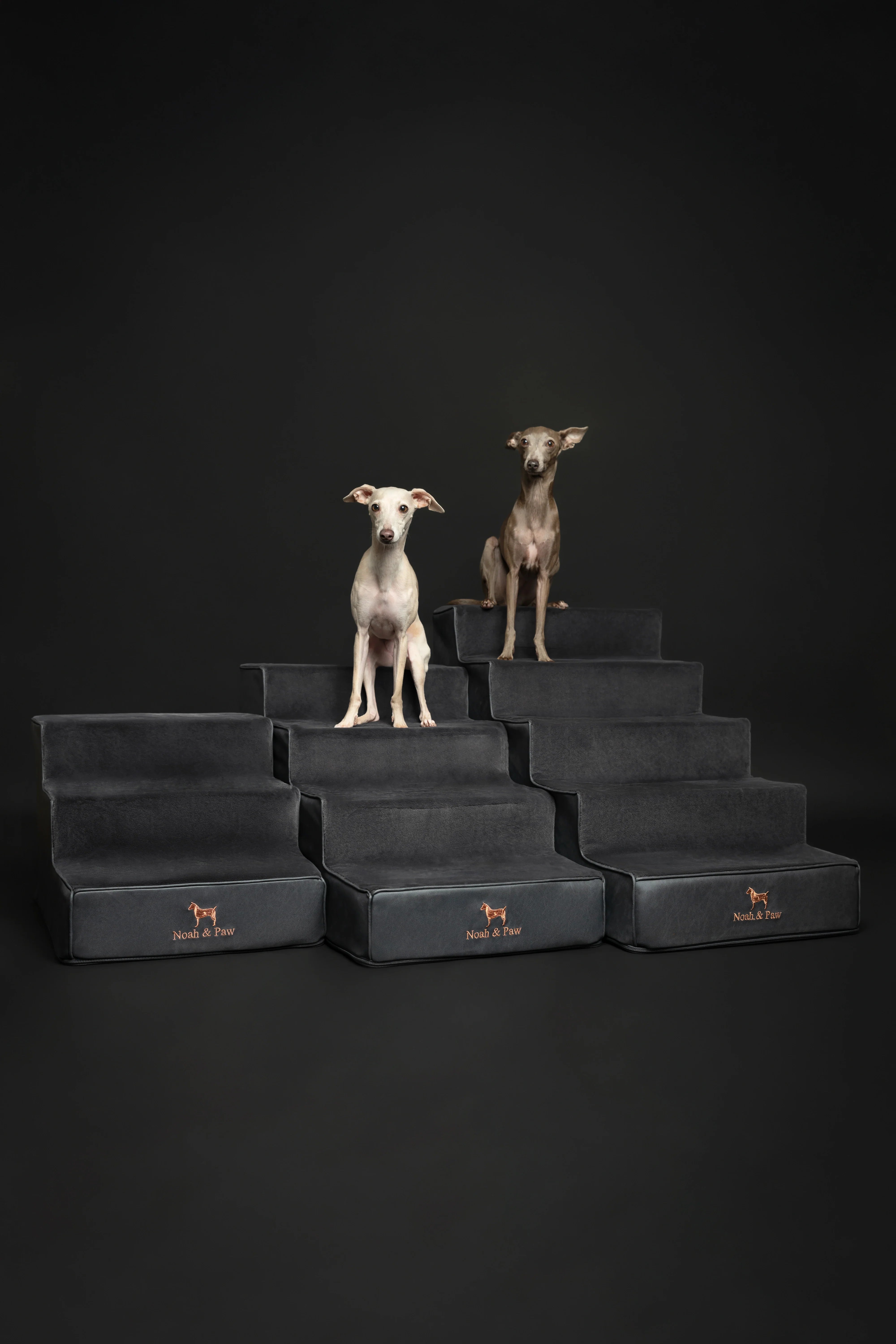 Luxury Dog Stairs for Bed, Faux Leather Collection, Black