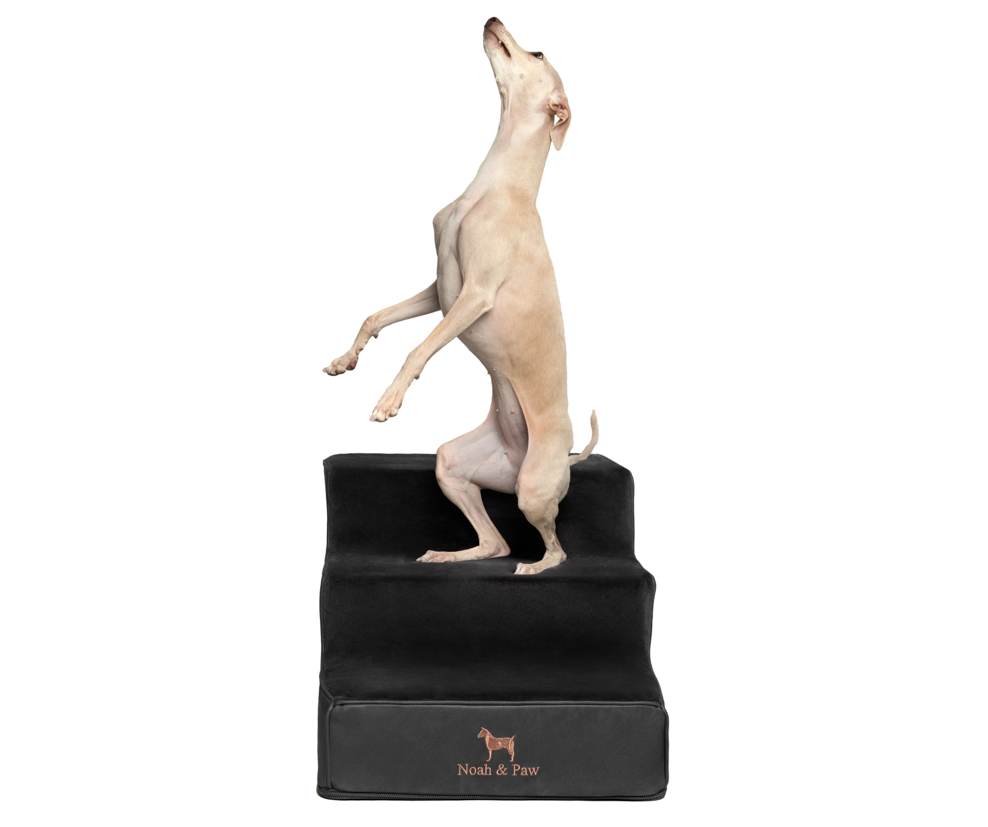 Luxury Dog Stairs For Bed | Faux Leather Pet Steps - Black - 3 Steps