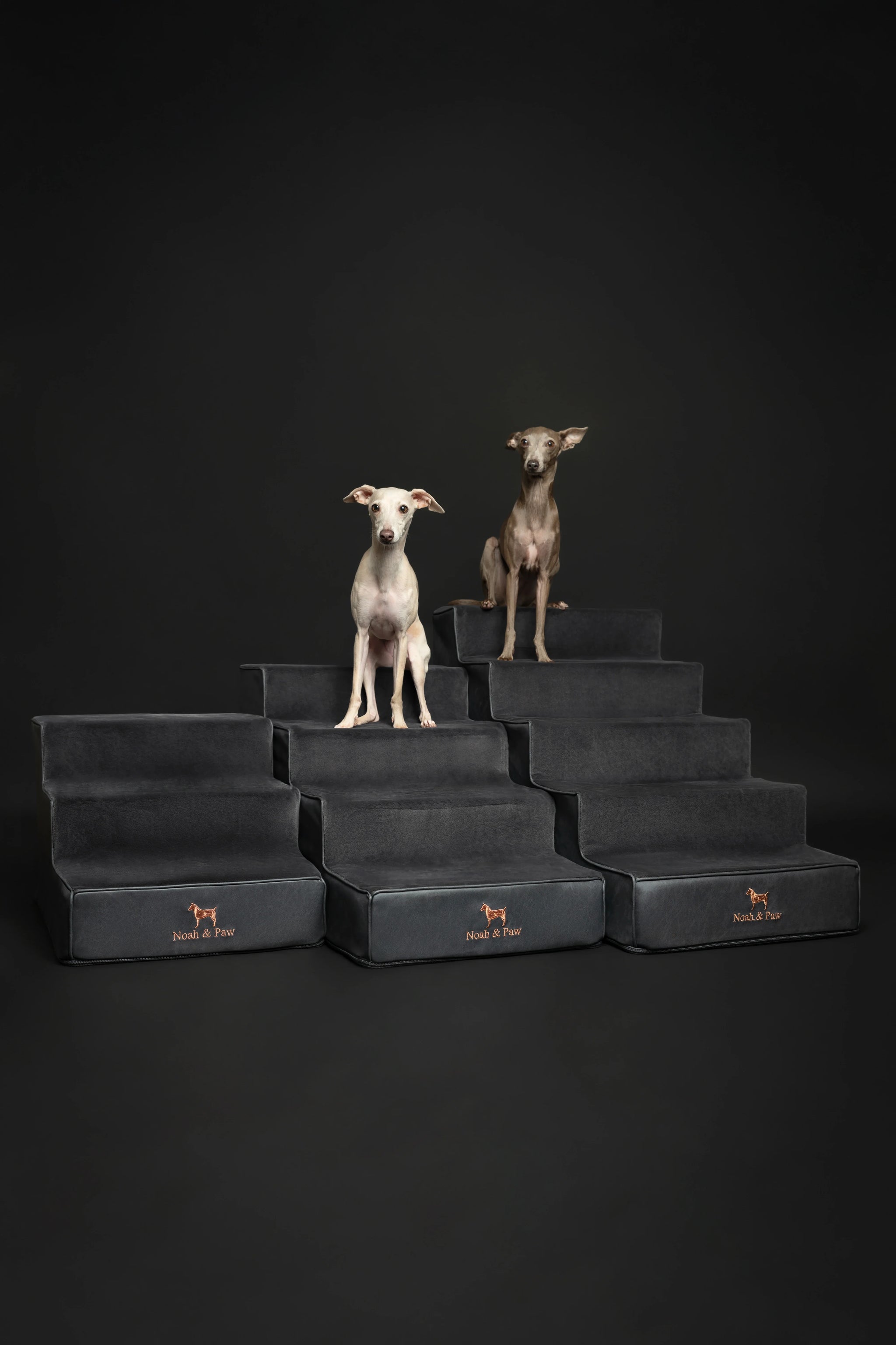 Luxury Dog Stairs for Bed, Faux Leather Collection, Black