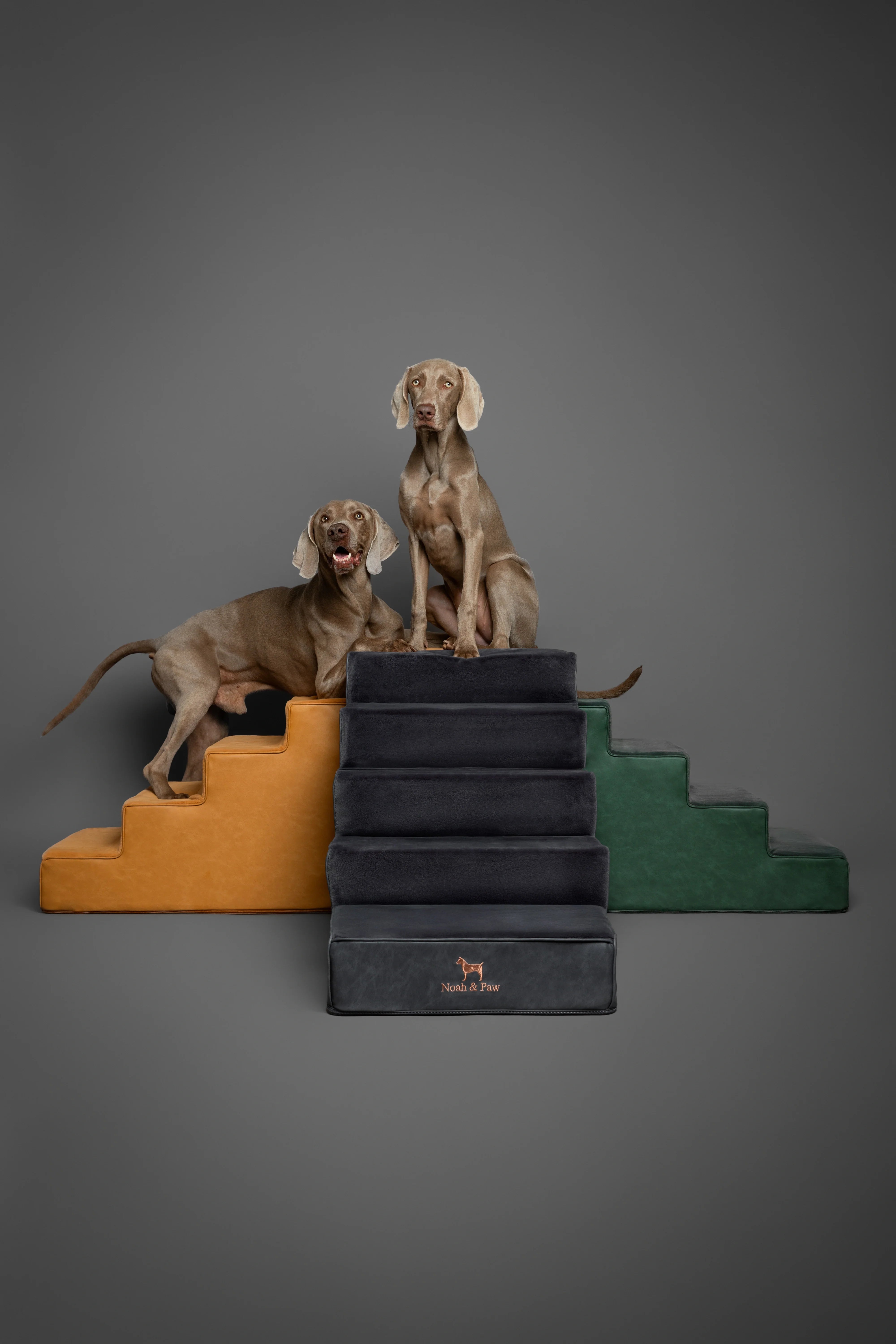 Luxury Dog Stairs for Bed, Faux Leather Collection, Black