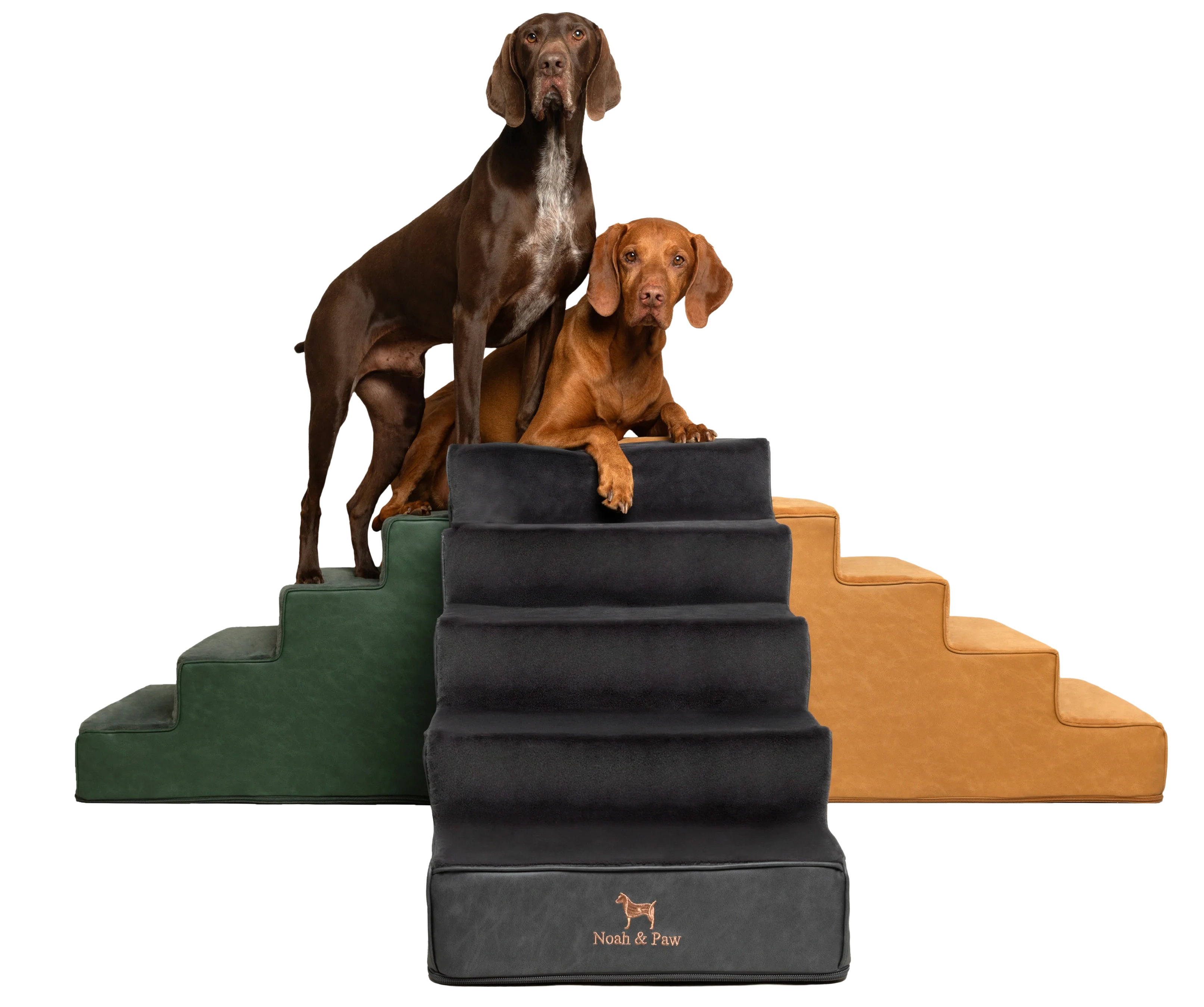 Luxury Dog Stairs For Bed | Faux Leather Pet Steps - Black - 5 Steps