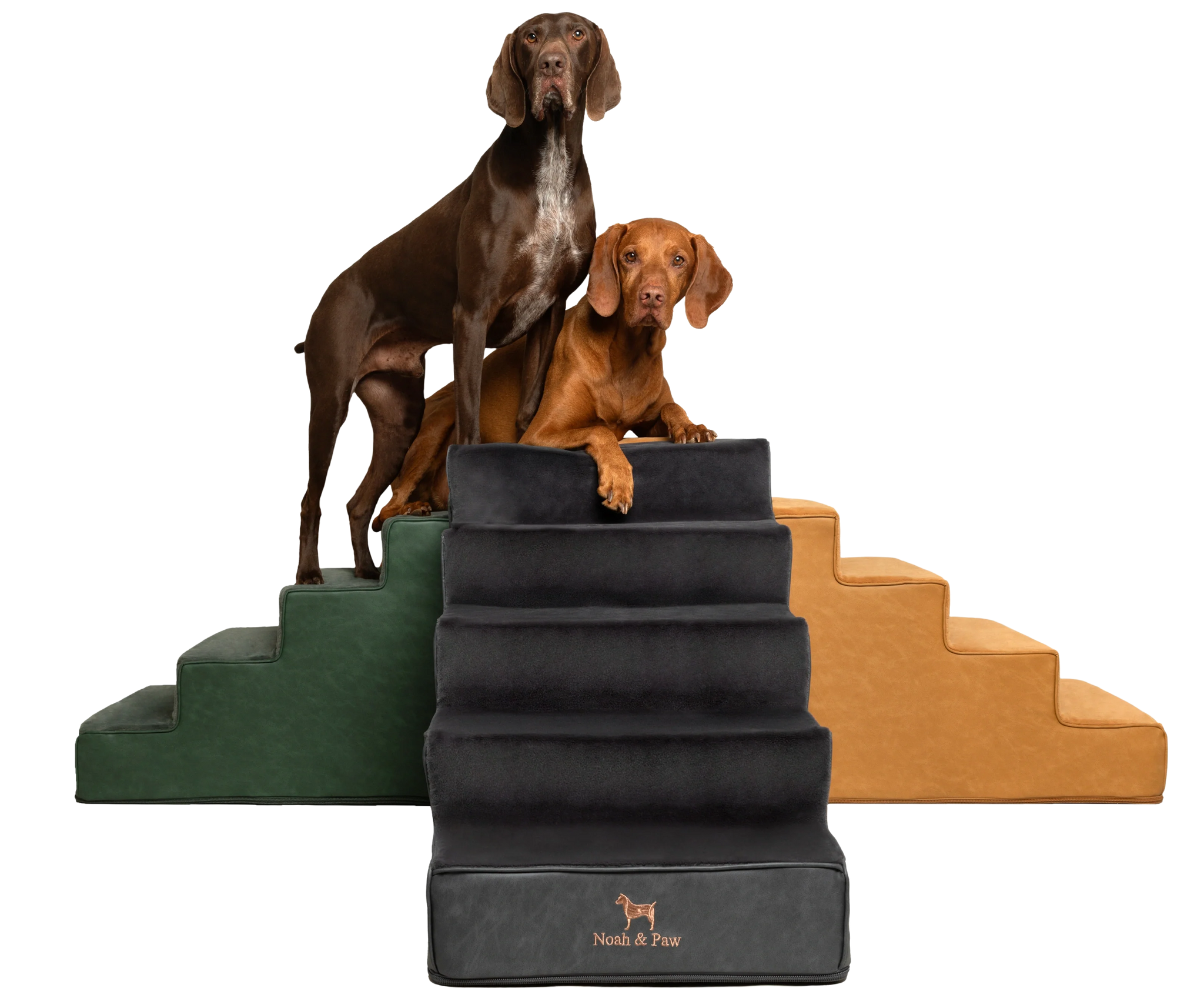 Luxury Dog Stairs For Bed | Faux Leather Pet Steps - Black - 5 Steps