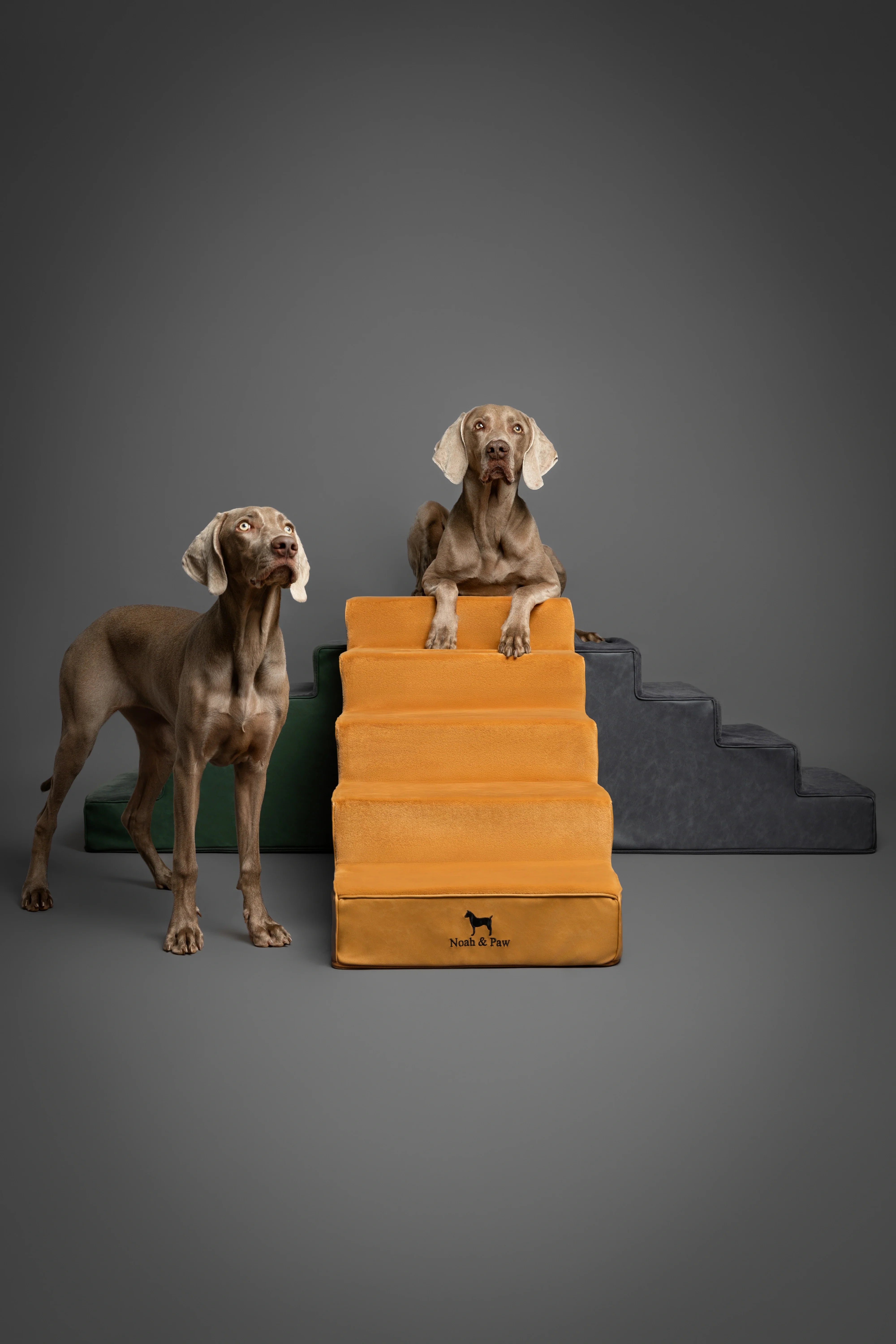Luxury Dog Stairs for Bed, Faux Leather Collection, Camel