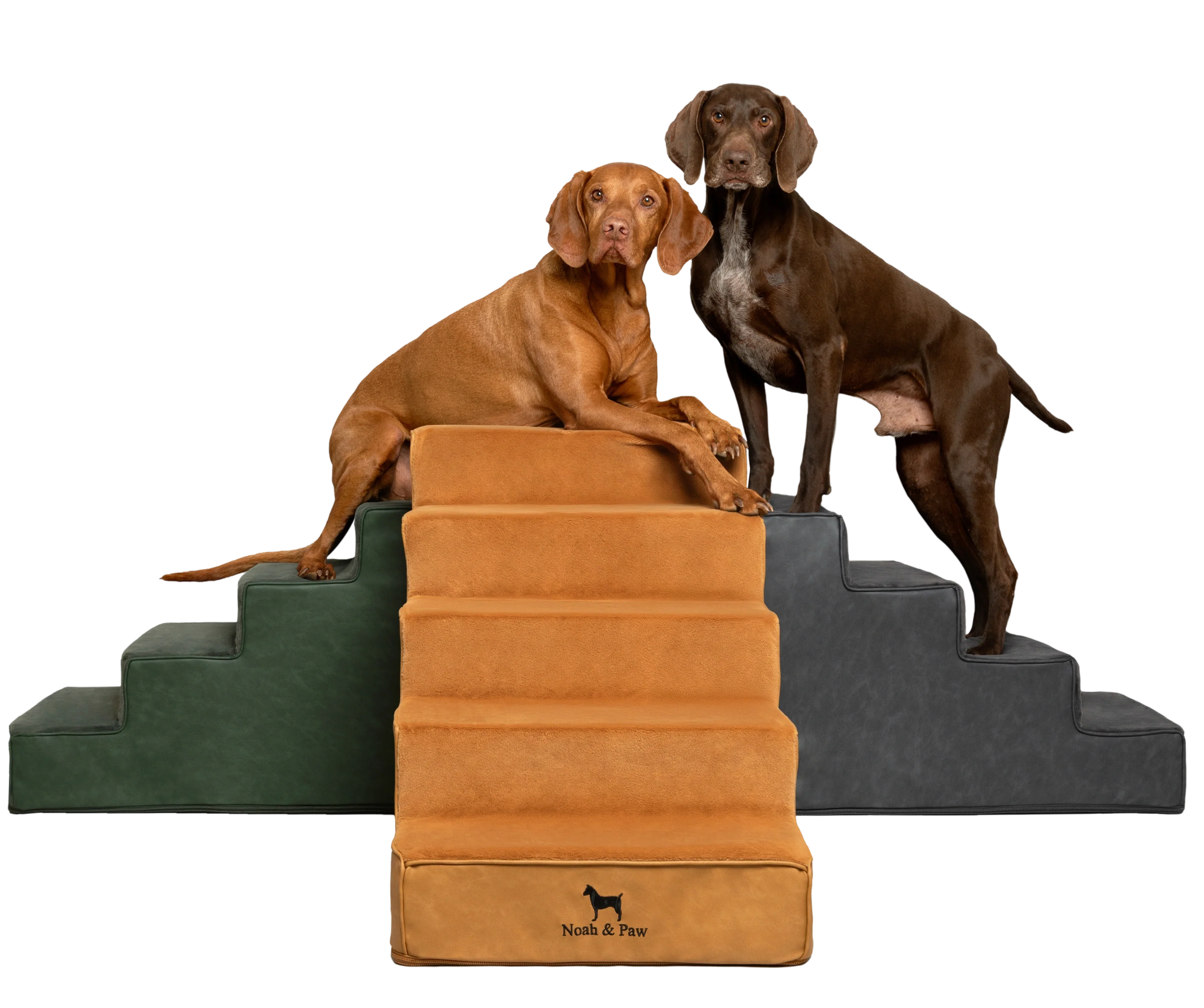 Luxury Dog Stairs For Bed | Faux Leather Pet Steps - Camel - 5 Steps