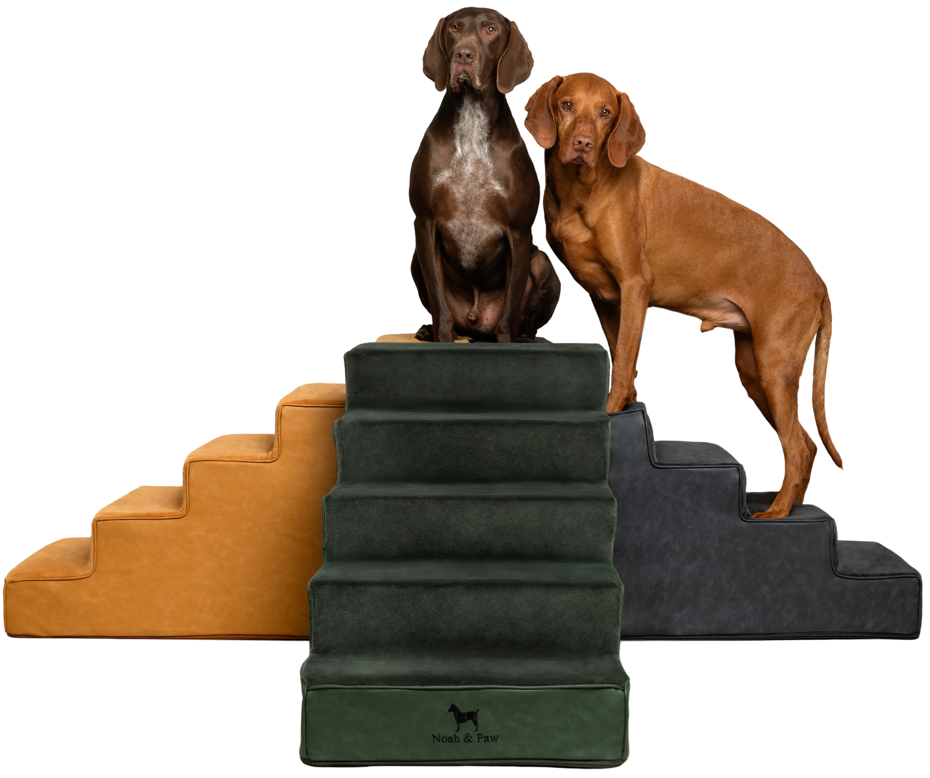 Luxury Dog Stairs For Bed | Faux Leather Pet Steps - Green - 5 Steps