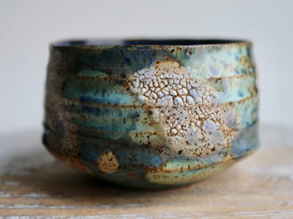 Unique Handmade Japanese style tea bowl - Functional Pottery Artwork for Matcha style lovers.