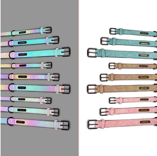 Lumi-Leather Collar - Blue