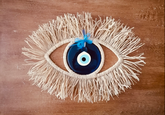 Glass evil eye wall decor | Blue multi