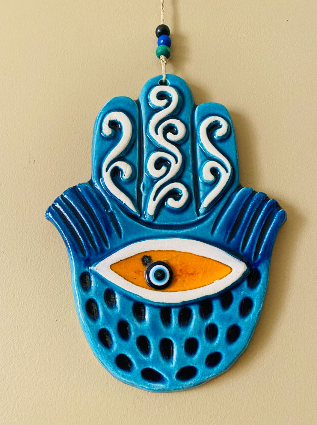 Ceramic Fatima Hand wall decor | Blue multi