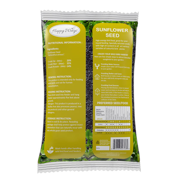 Black Oil Sunflower Seeds for Wild Birds 5 lbs No Grow Seed I High-Energy Bird Food Ideal for Finches, Sparrows, and More I All Year-Round Feeding