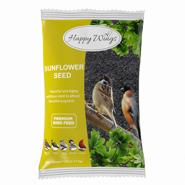 Black Oil Sunflower Seeds for Wild Birds 5 lbs No Grow Seed I High-Energy Bird Food Ideal for Finches, Sparrows, and More I All Year-Round Feeding