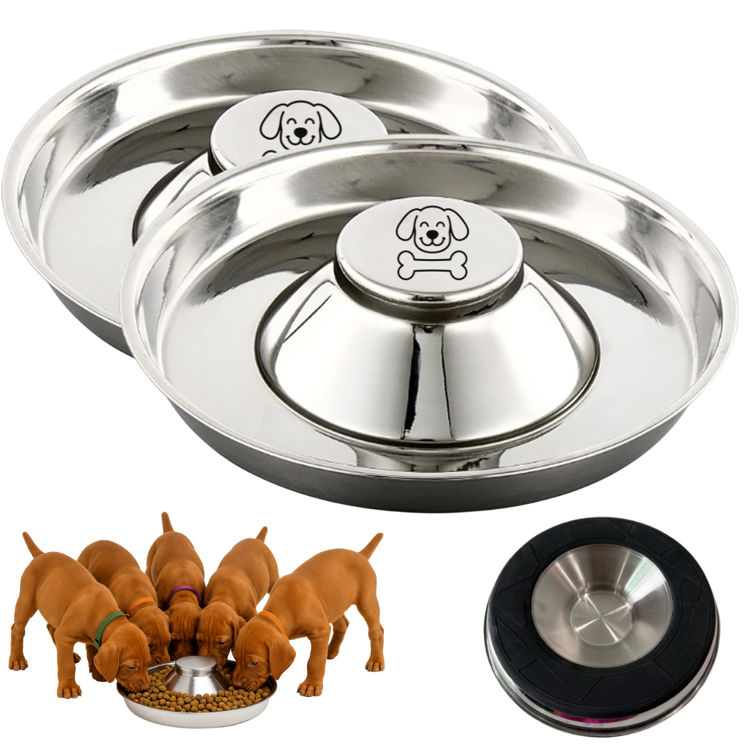 Puppy Bowl for Litters, Slow Feeding Bowl with Grip 11.8 in - 2 Pack