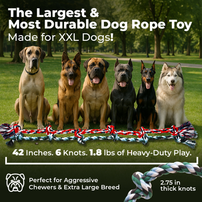 XXL 6 Knot Giant Dog Rope (for XL and XXL Dogs) - 2 PACK (Green/Red)