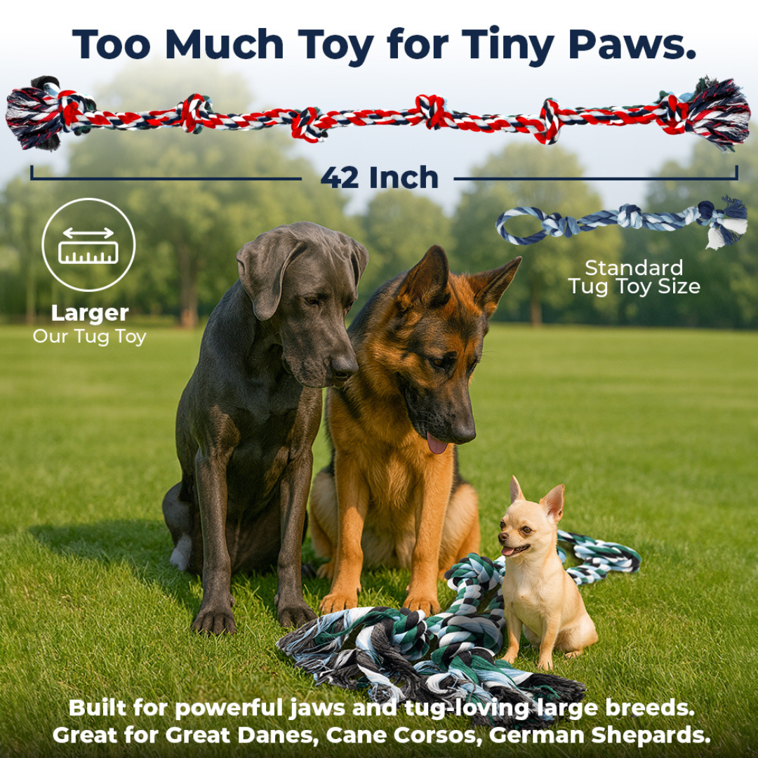 XXL 6 Knot Giant Dog Rope (for XL and XXL Dogs) - 2 PACK (Green/Red)
