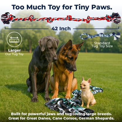 XXL 6 Knot Giant Dog Rope (for XL and XXL Dogs) - 2 PACK (Green/Red)