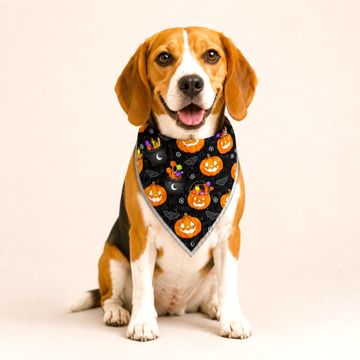 Adjustable Gold Chain Dog Bandana - Trick-or-Treat Pumpkins