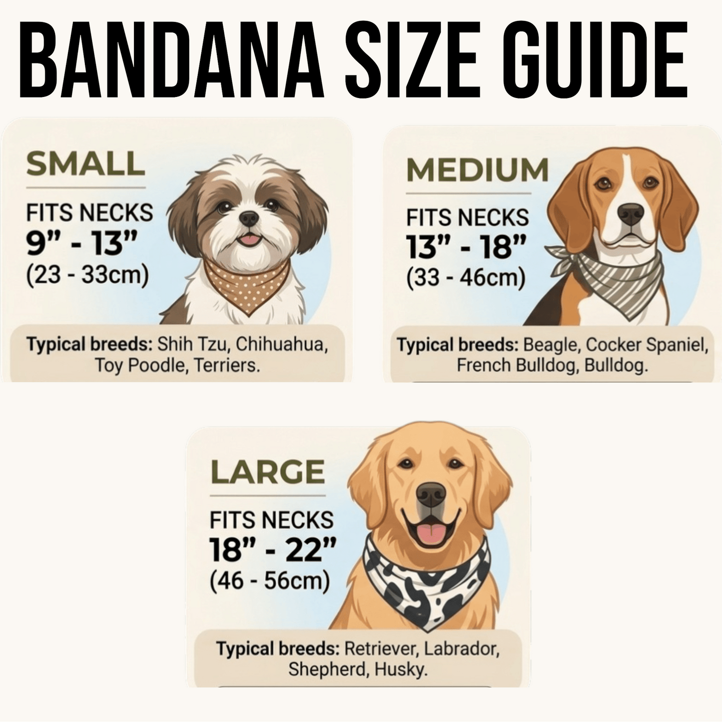Adjustable Strap Dog Bandana With Gold Hardware & Interchangeable Prints