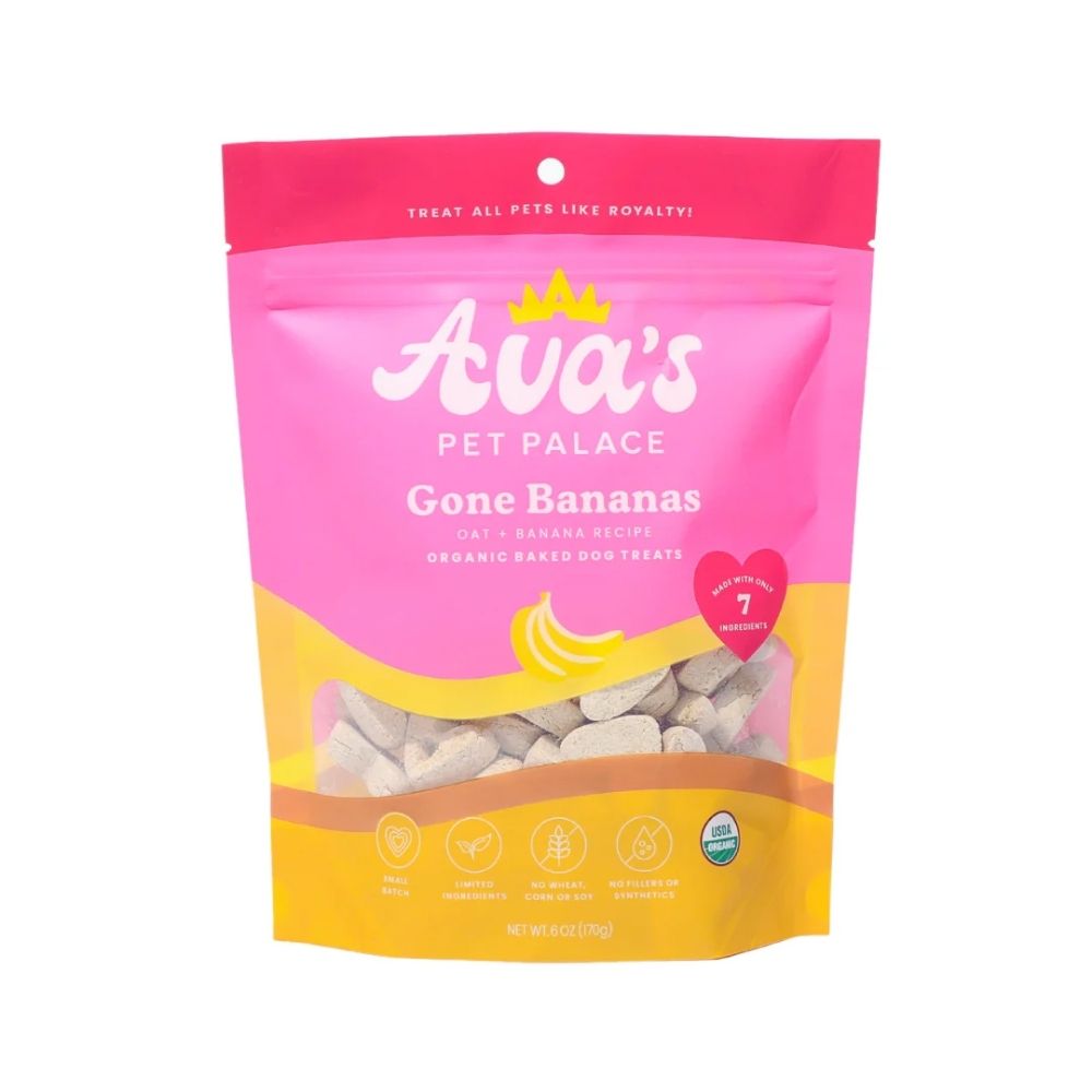 Ava's Pet Palace Organic Baked Dog Treats - Gone Bananas ( 6-Pack on Hanging Clip Strips )