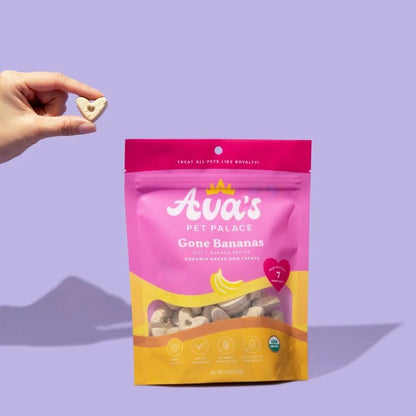 Ava's Pet Palace Organic Baked Dog Treats - Gone Bananas ( 6-Pack on Hanging Clip Strips )