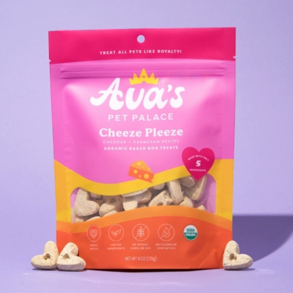 Ava's Pet Palace Organic Baked Dog Treats - Cheeze Pleeze (6-Pack on Hanging Clip Strips)