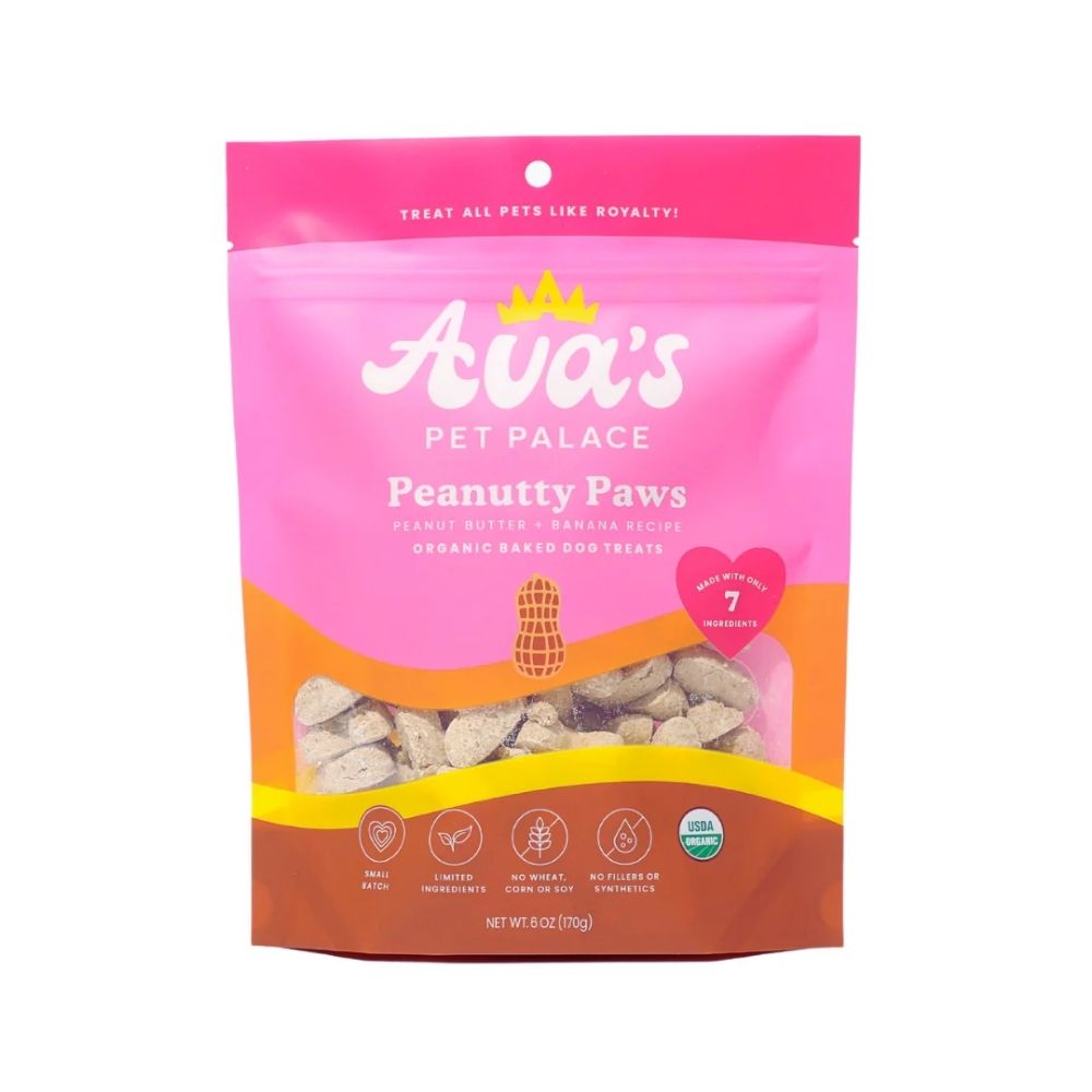Ava's Pet Palace Organic Baked Dog Treats - Peanutty Paws ( 6-Pack on Hanging Clip Strips )