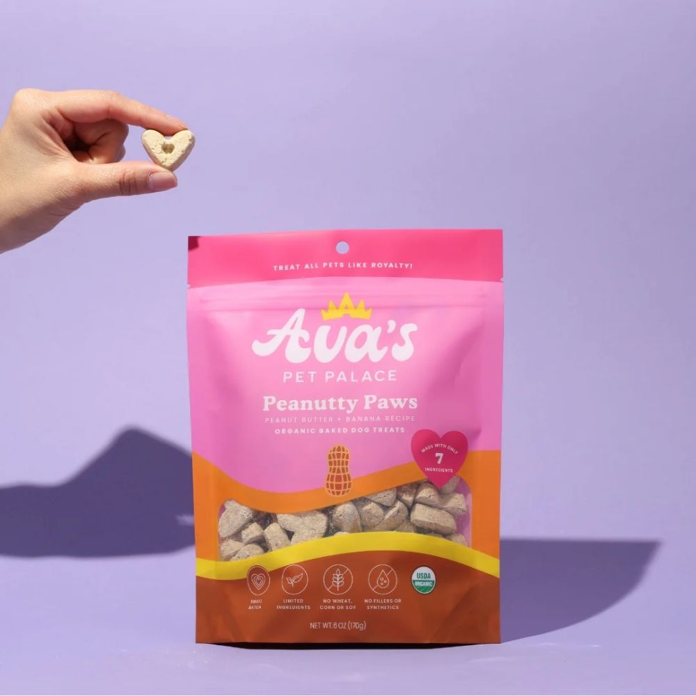 Ava's Pet Palace Organic Baked Dog Treats - Peanutty Paws ( 6-Pack on Hanging Clip Strips )