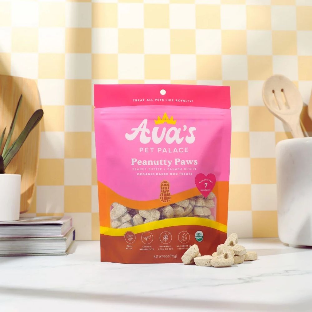 Ava's Pet Palace Organic Baked Dog Treats - Peanutty Paws ( 6-Pack on Hanging Clip Strips )