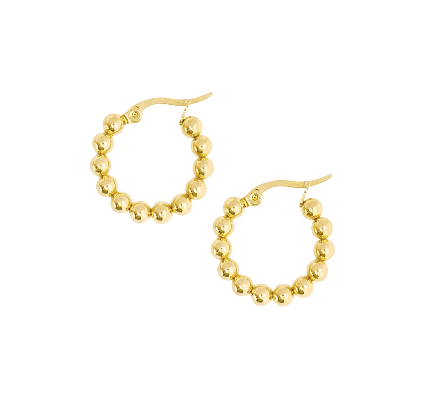 ROCCO SMALL GOLD BEADED HOOP EARRINGS