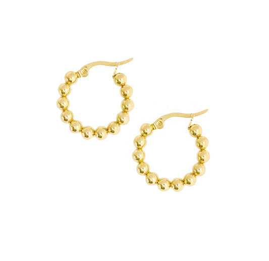 ROCCO SMALL GOLD BEADED HOOP EARRINGS