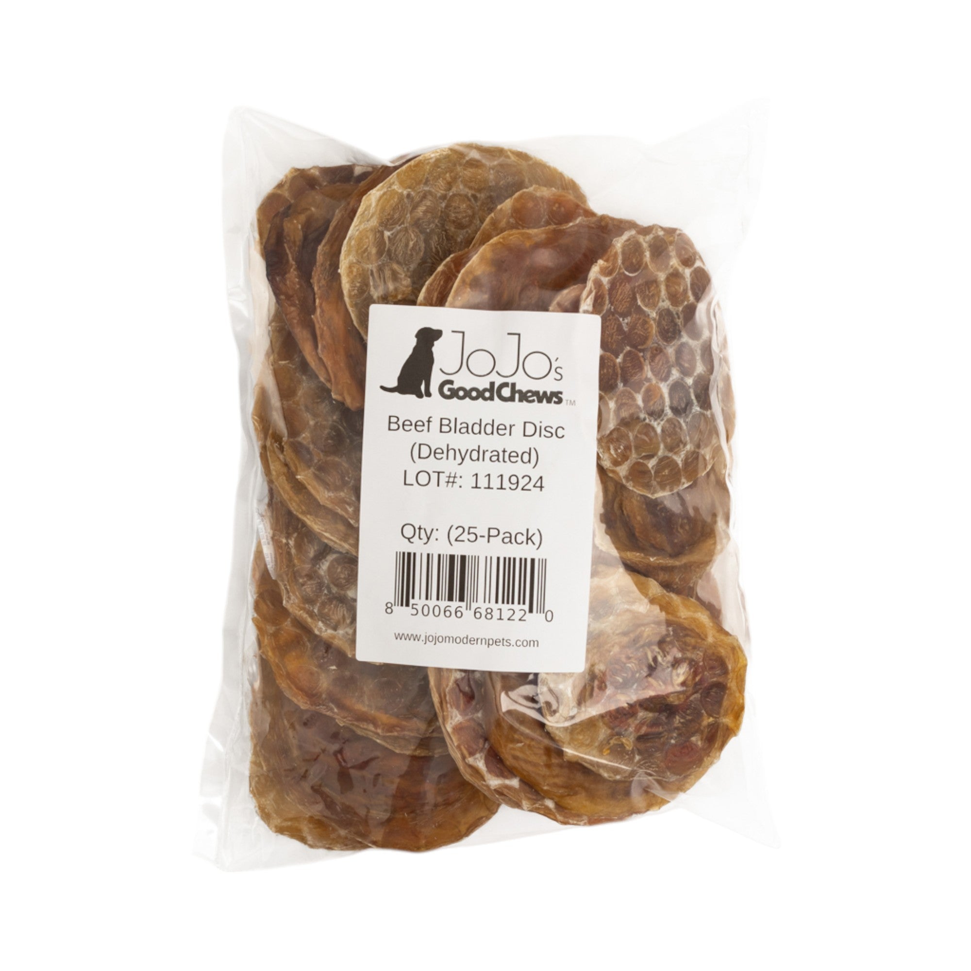 3”–4” Beef Bladder Disc Dog Treats – All-Natural, Single Ingredient Chews (25-Count)