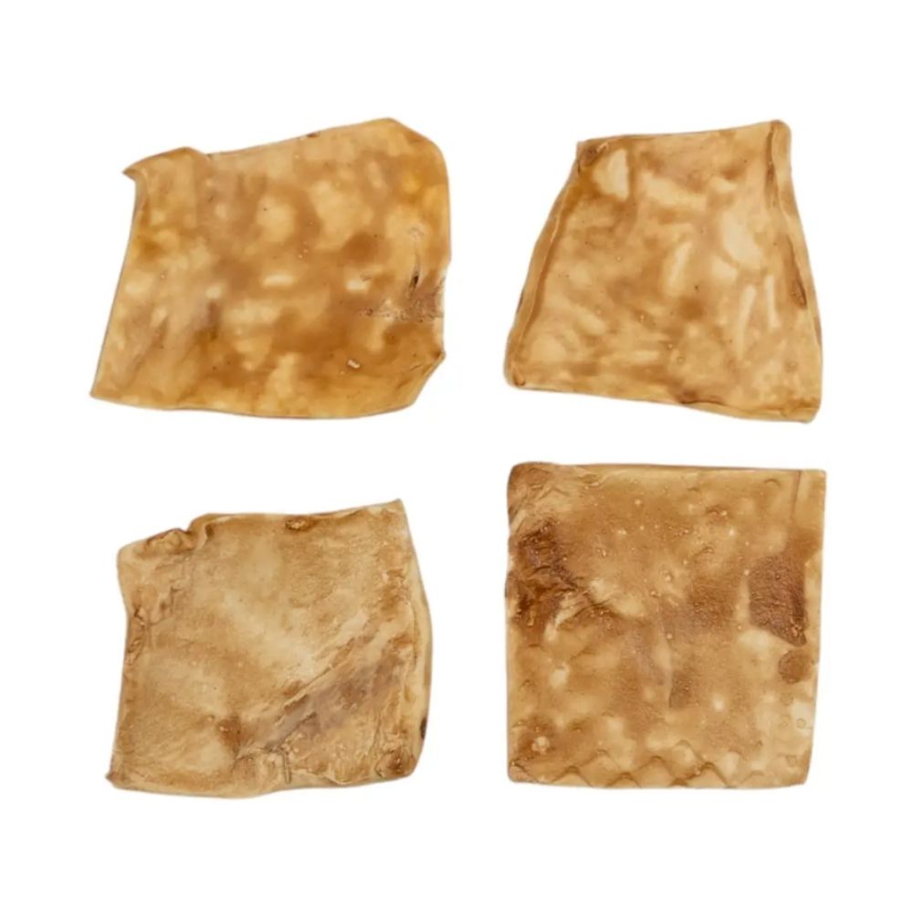 Beef Cheek Chips Dog Treats – Chicken Basted, 4”x4” All-Natural Chews (25-Count)