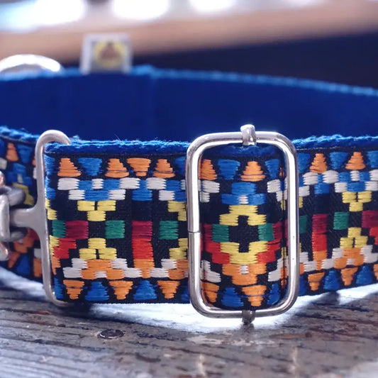 Wide Dog Collar with Multicolor Design.