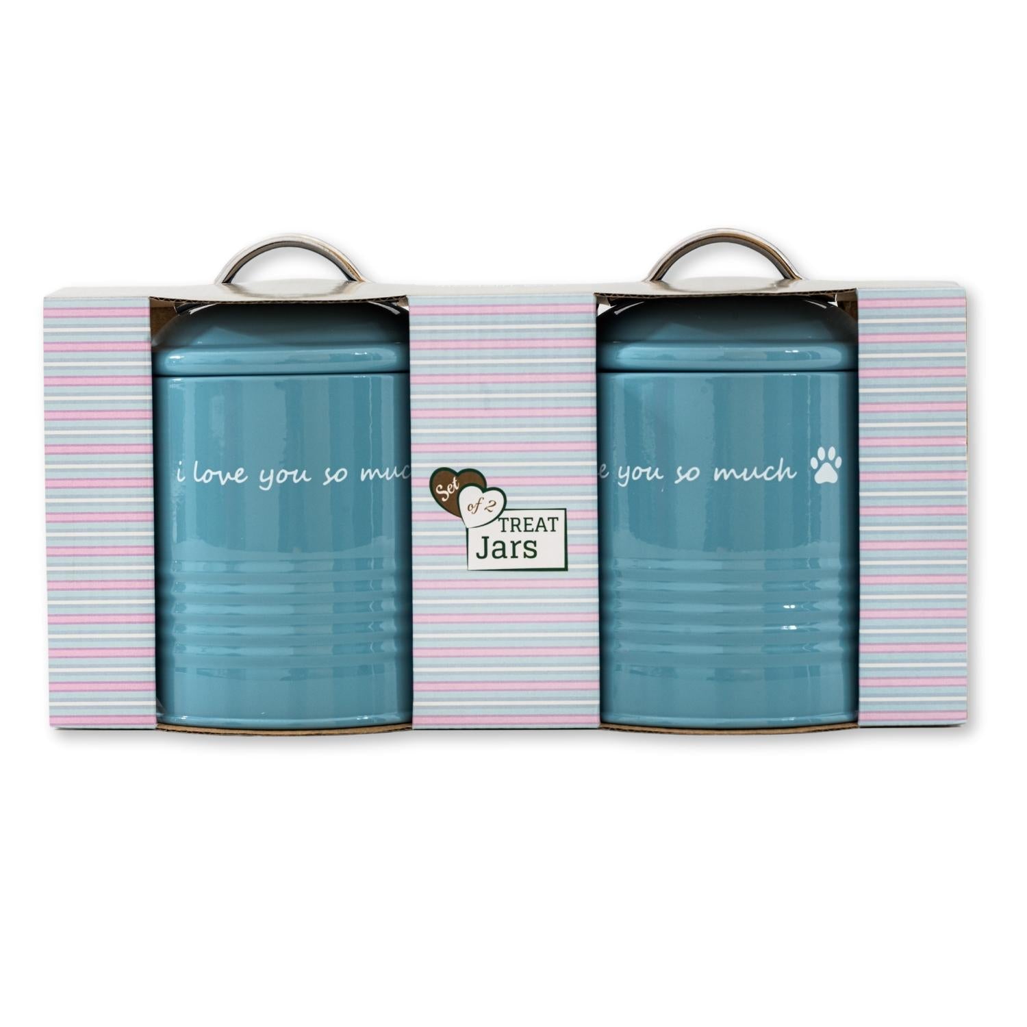 I Love You So Much Dog Treat Canister Gift Set - Blue