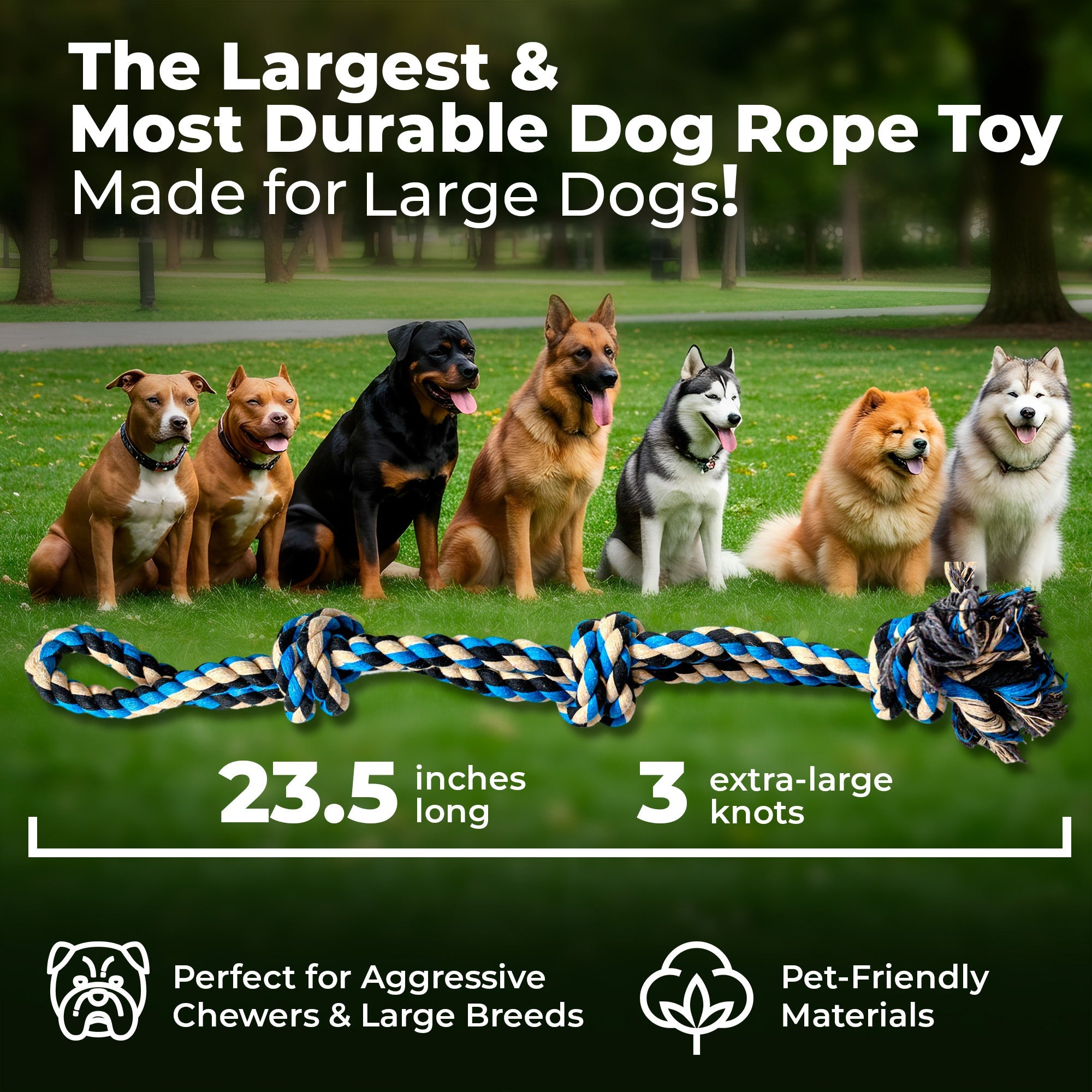 XL Single Rope Dog Toy - Blue