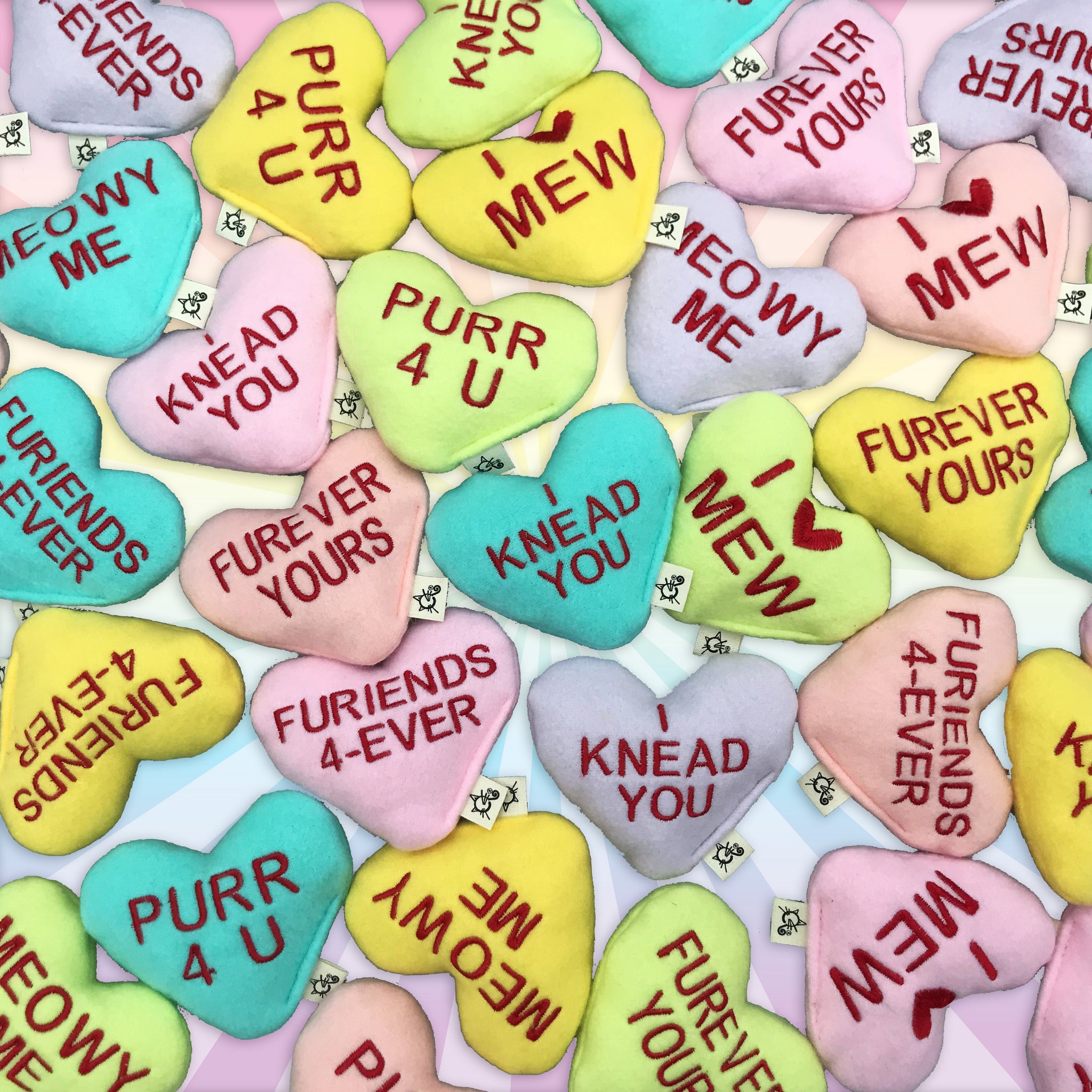 Catnip Candy Convo Hearts Cat Toy Twin Pack