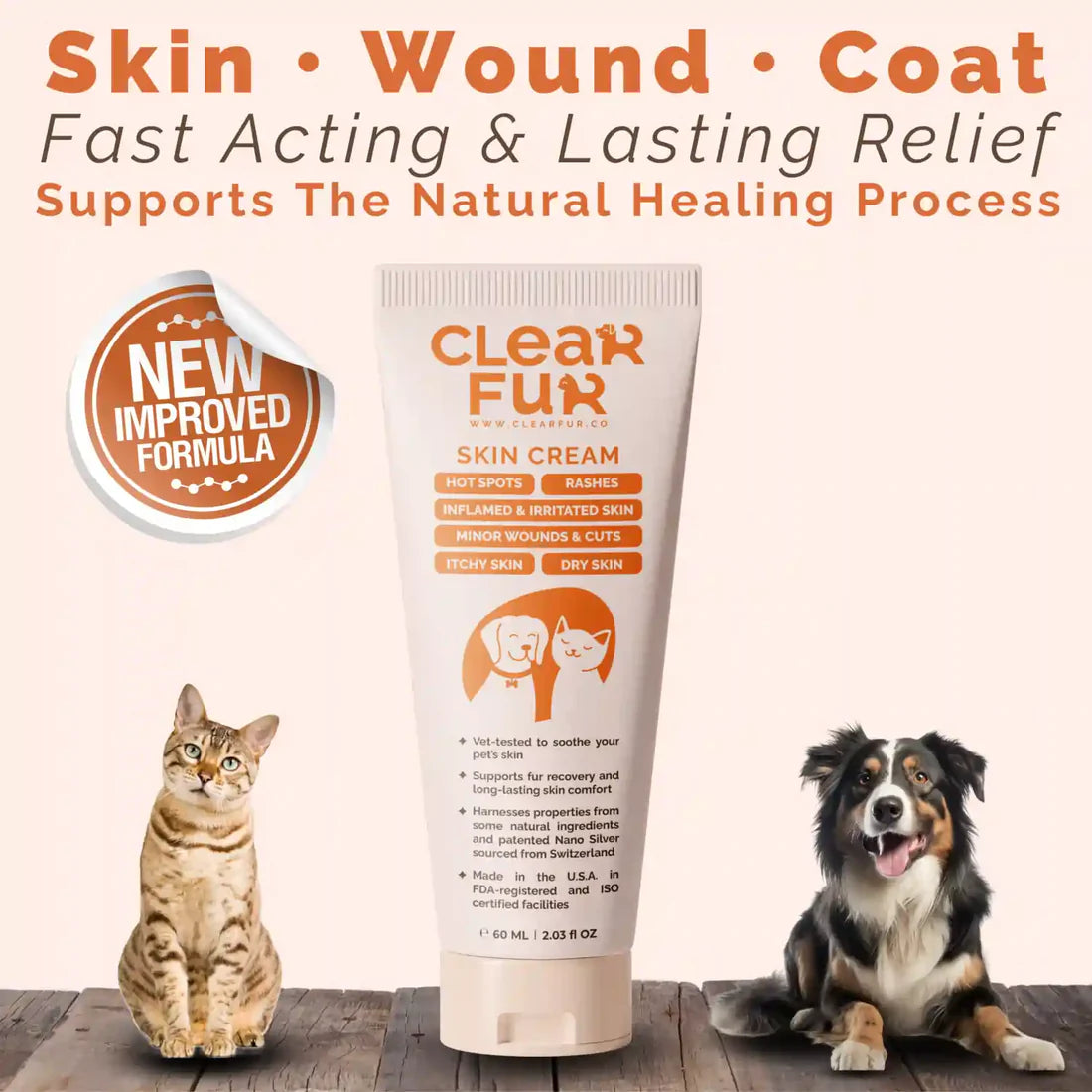 ClearFur Natural Hot Spot & Itch Relief Skin Cream for Dogs & Cats (Box of 2)