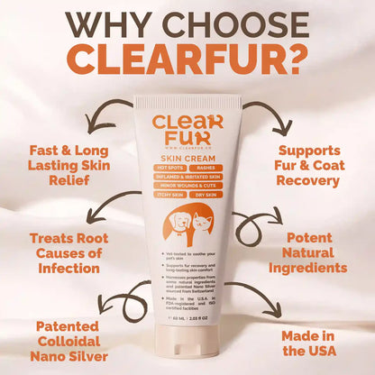 ClearFur Natural Hot Spot & Itch Relief Skin Cream for Dogs & Cats (Box of 2)