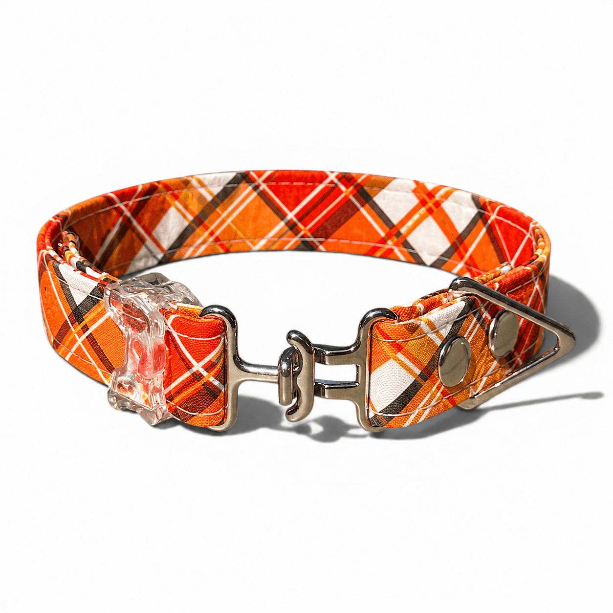 Classic Collar - Amber Plaid - Silver Hardware