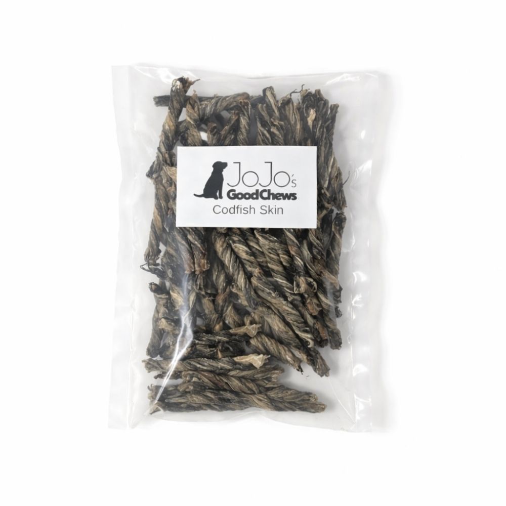 Codfish Skin Dog Treats – 1 lb Bag | Natural Omega-3 Rich Chews
