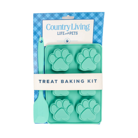Country Living 3-Piece Silicone Baking Kit – Includes 2 Baking Trays (6-Cavity Paw Print Mold) & Spatula