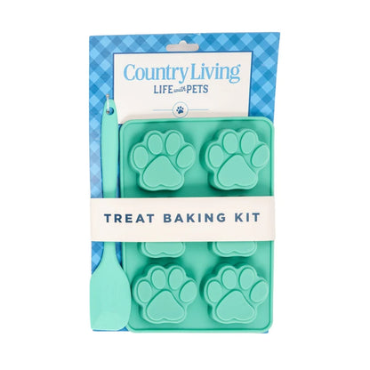 Country Living 3-Piece Silicone Baking Kit – Includes 2 Baking Trays (6-Cavity Paw Print Mold) & Spatula