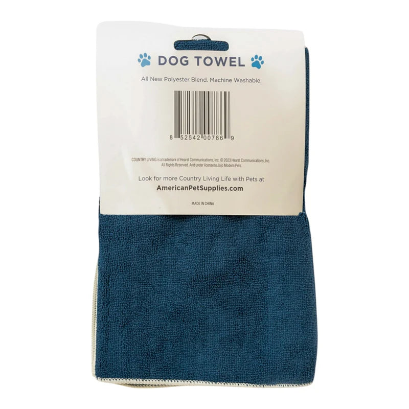 Country Living Quick Drying Microfiber Dog Bath Towel with Paw Print (Blue)