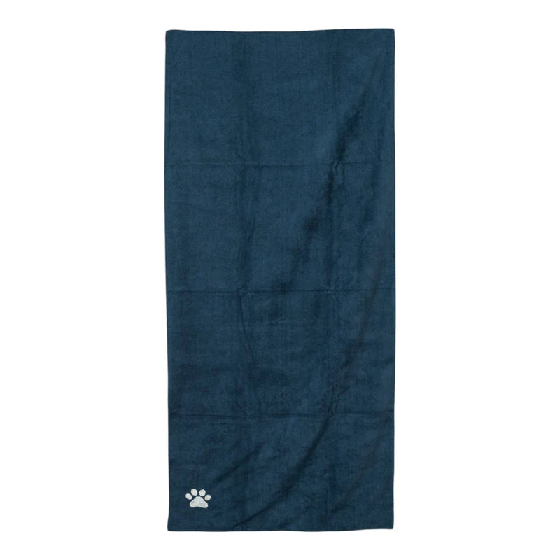 Country Living Quick Drying Microfiber Dog Bath Towel with Paw Print (Blue)