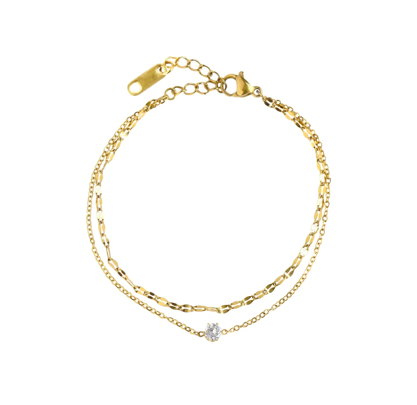 BIJOU GOLD DAINTY DUO SOLITAIRE BRACELET