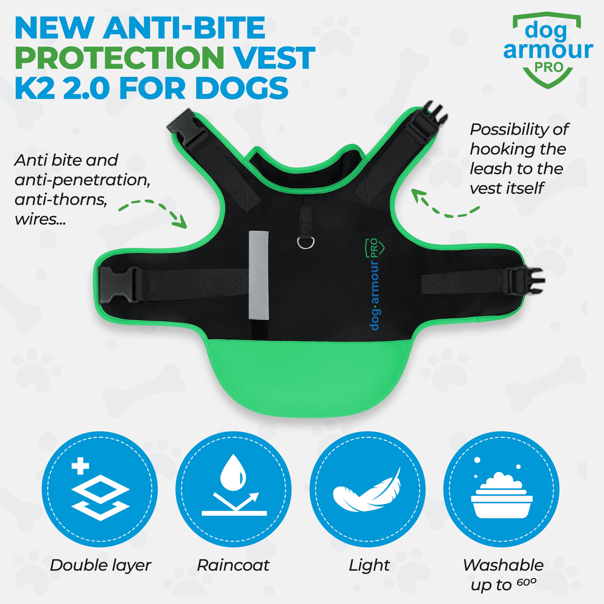Anti-Bite Protection Vest for Dogs - Green