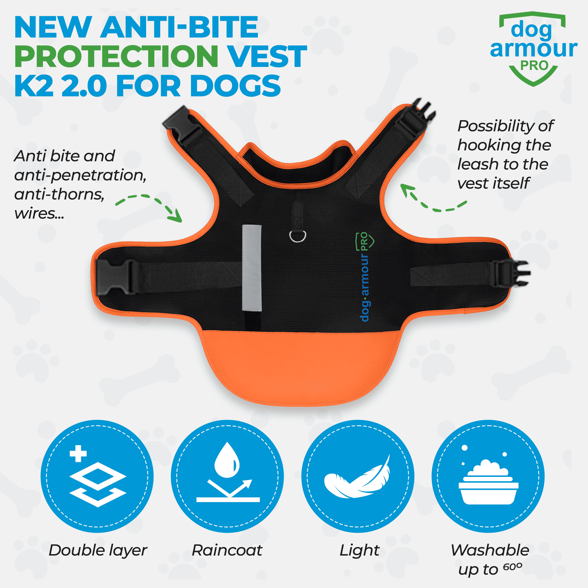 Anti-Bite Protection Vest for Dogs - Orange