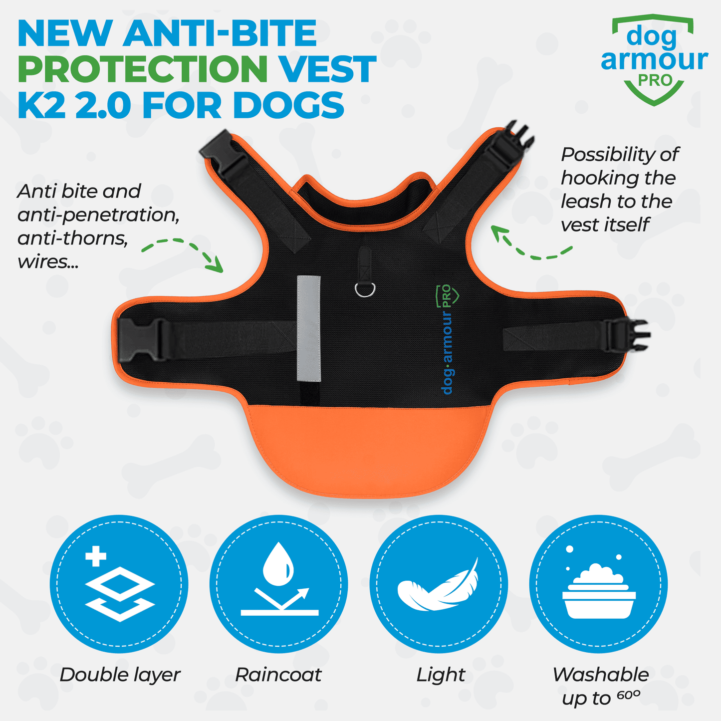 Anti-Bite Protection Vest for Dogs - Orange