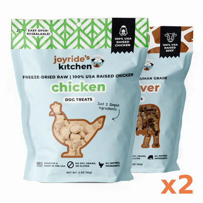 Joyride's Kitchen Premium Chicken & Beef Freeze-Dried Raw Dog Treats | 2 PACK